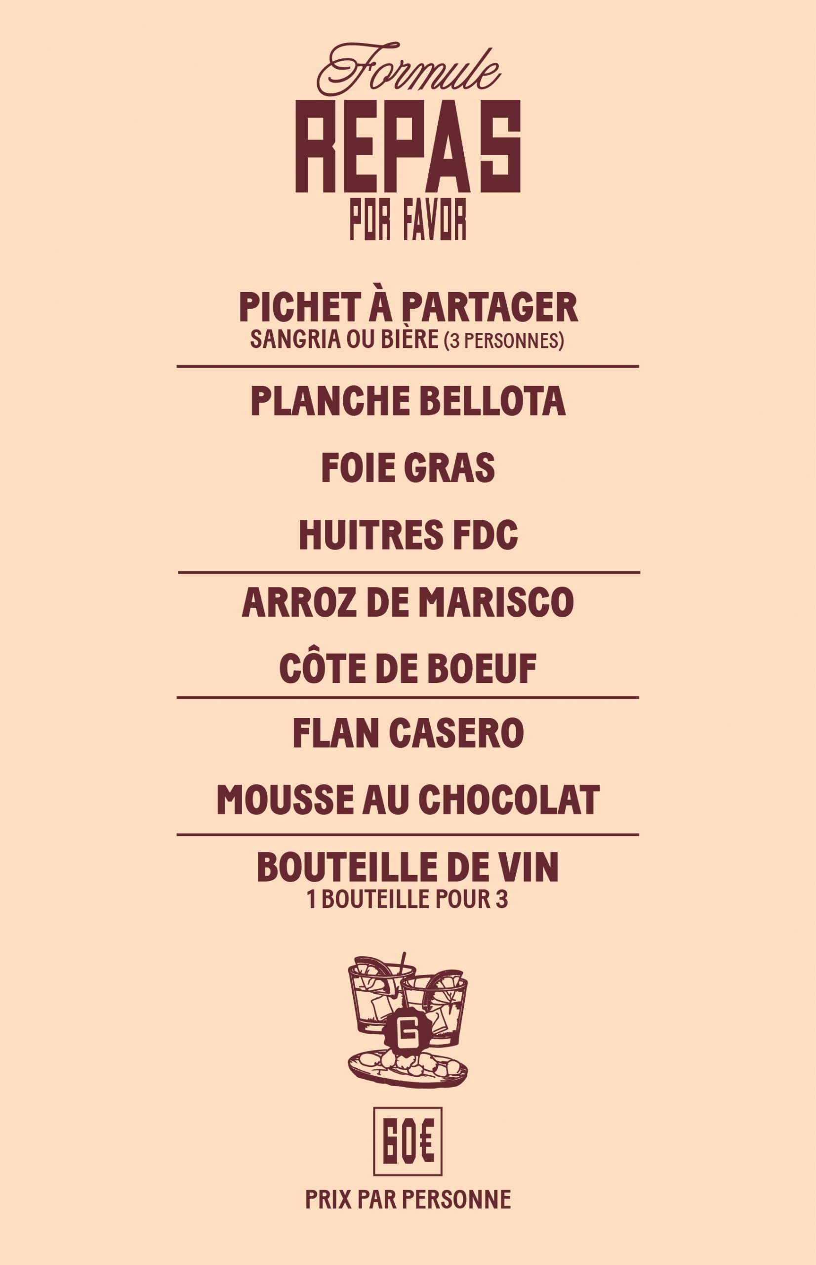 FORMULE REPAS 60€