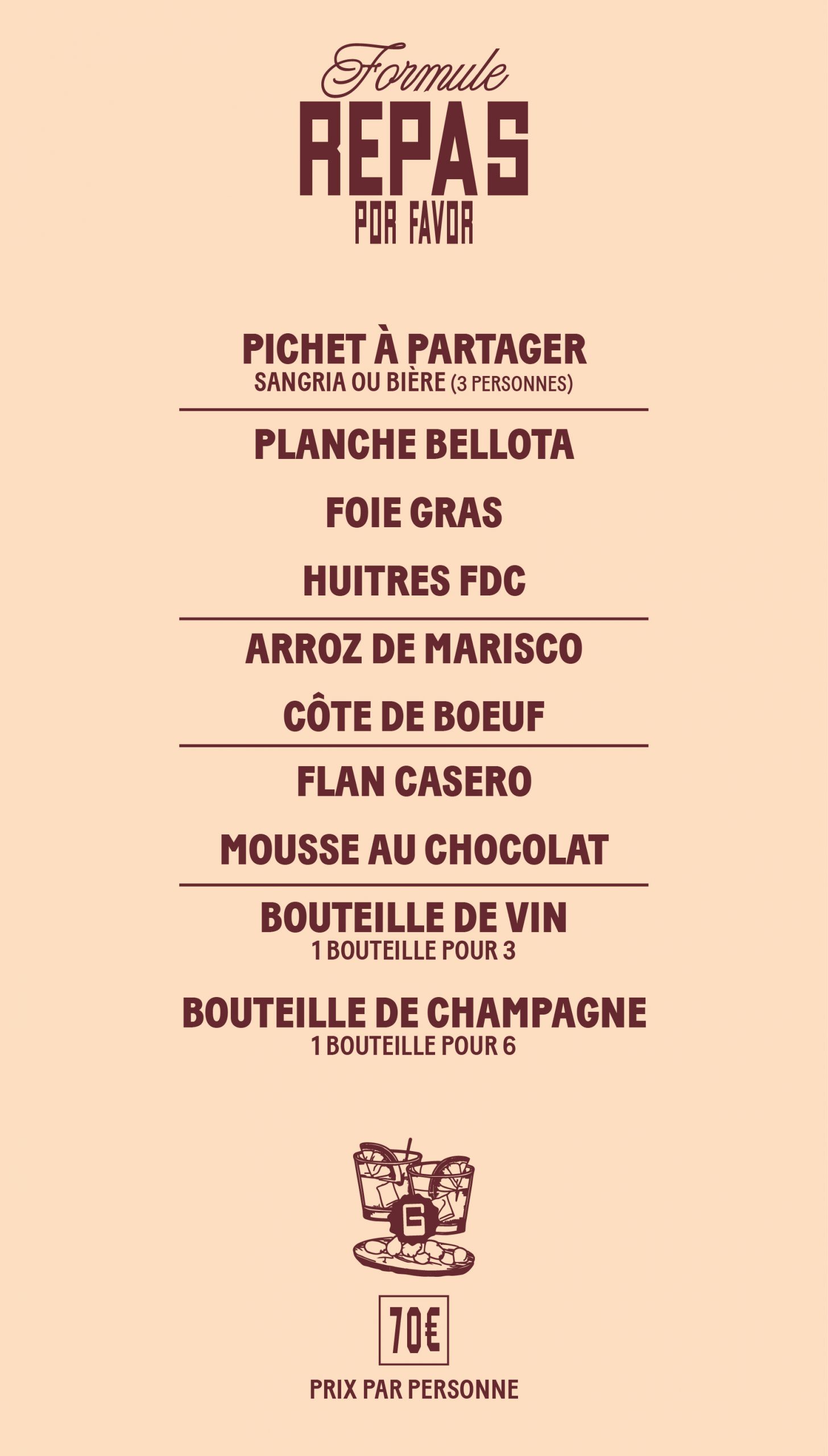 FORMULE REPAS 70€