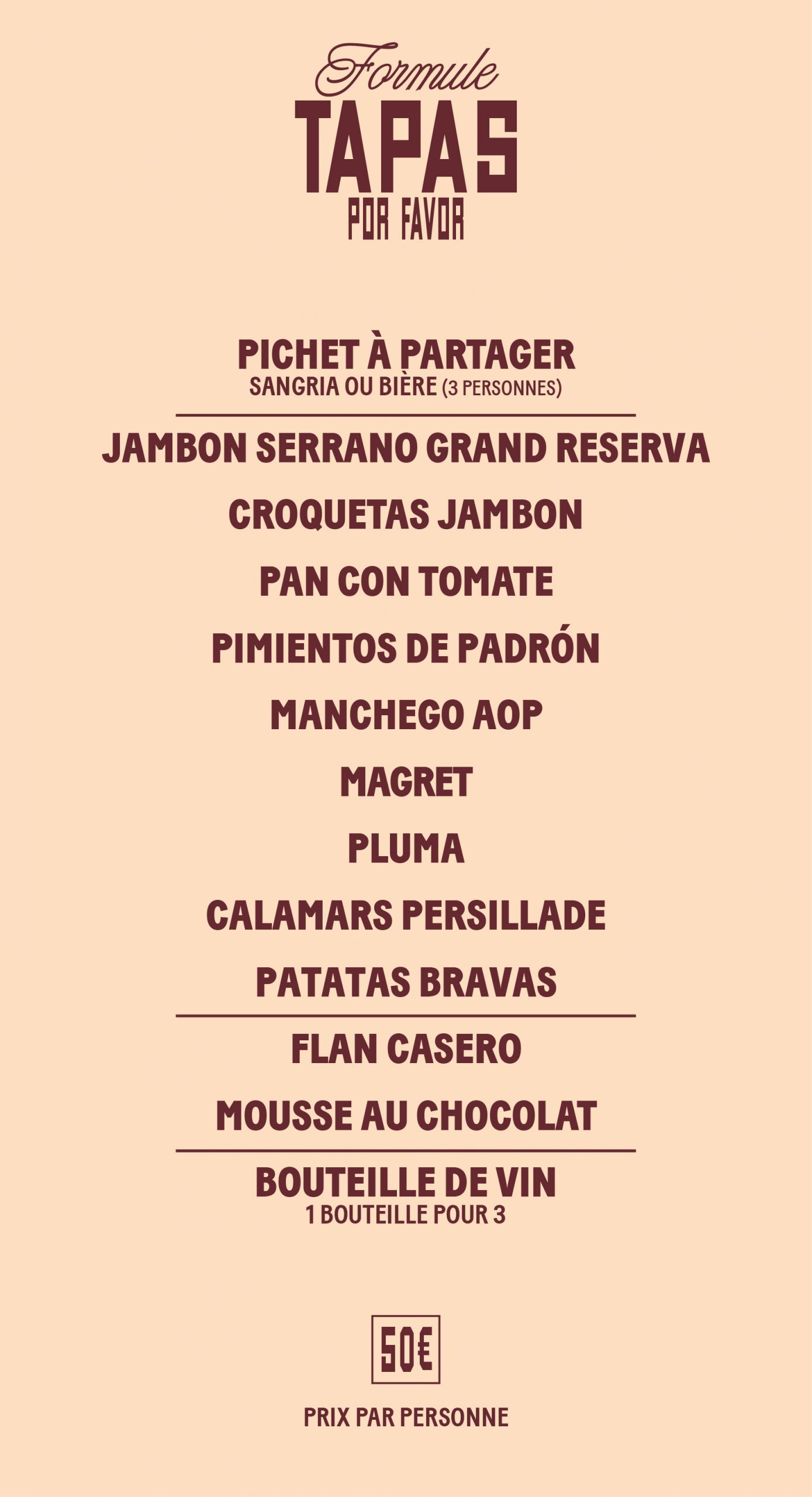 FORMULE TAPAS 50€
